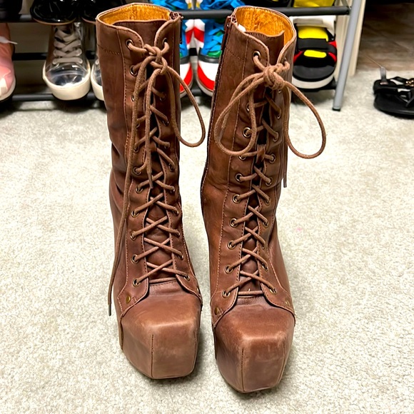 Jeffrey Campbell brown distressed boots size 7us - Picture 3 of 16
